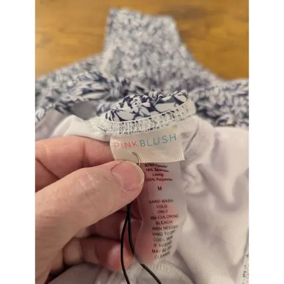 PinkBlush Blue Floral Ruffle Maternity One-Piece Swimsuit – Size M  – NWT - Picture 8 of 12